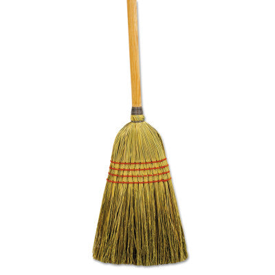 Maid Broom, Mixed Fiber Bristles, 55 in Wood Handle, Natural