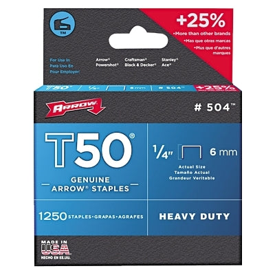 50014 T50 1/4" STAPLE1250/PK .050 WIRE