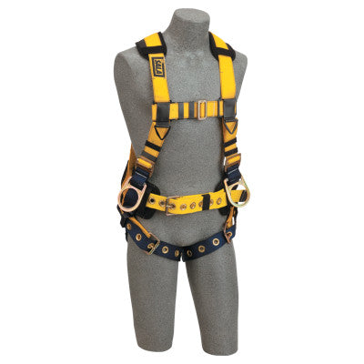 Delta Iron Worker's Harness with Tongue Buckle Leg Straps, Back&Side D-Rings, S