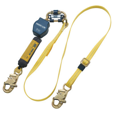 Nano-Lok Web Adjustable Restraint Lanyards, 6 ft, Self-Locking Snap Hook, 1 Leg