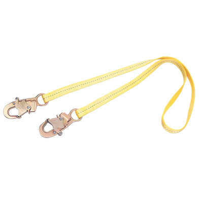 Web Adjustable Positioning Lanyard, 2ft, Snap Hook Connection, 310lb Cap, Yellow