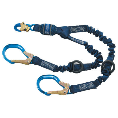 Force2 Elastic Tie-Off Shock Absorbing Lanyard, 6 ft, Self-Locking Snap, 2 Legs