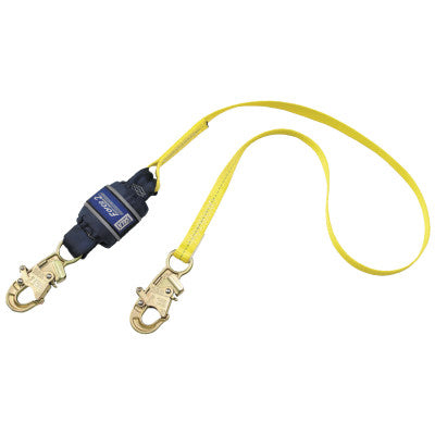 Force2 Shock Absorbing Lanyard, 6 ft, Snap Hooks, 310lb Cap, Navy Blue/Yellow