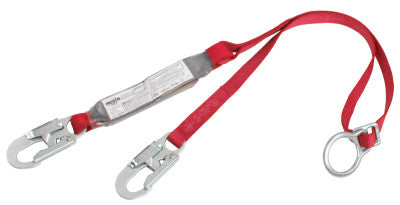 PRO Shock Absorbing Lanyard, 6 ft, Tie-Back, Self-Locking Connection, 1 Leg