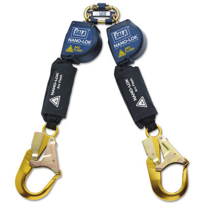 Nano-Lok Arc Flash Quick Connect Self Retracting Lifelines, 8 ft Harness, 2 Leg