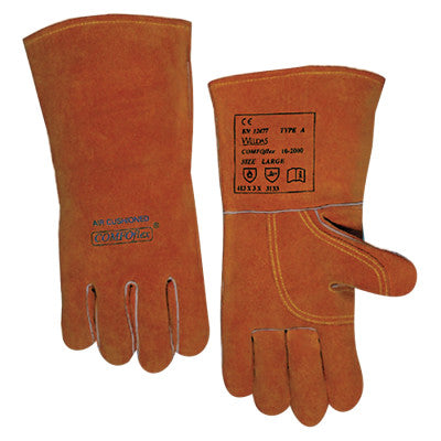 Premium Leather Welding Gloves, Split Cowhide, Large, Buck Tan