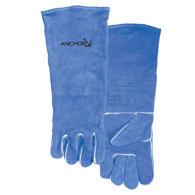 Quality Welding Gloves, Split Cowhide, Large, Blue, Foam Lining, Right Hand