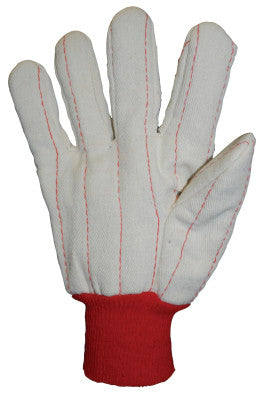 1000 Series Canvas Gloves, Large, Off-White, Red Knit-Wrist Cuff