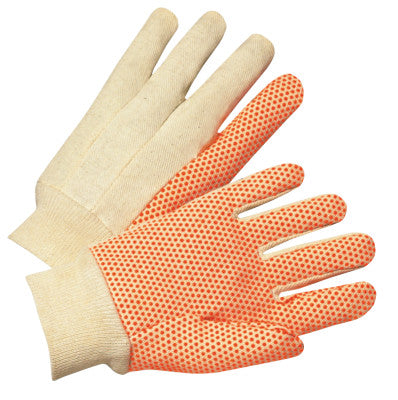 Dotted Canvas Gloves, Cotton Canvas, Large, White/Orange