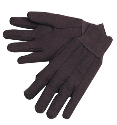 Jersey Gloves, Men's, 100% Cotton w/Fleece Lining, Brown/Red