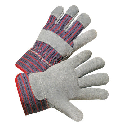 2000 Series Leather Palm Gloves, Large, Cowhide, Leather, Gray, Striped Back