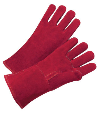 Premium Welding Gloves, Side Split Cowhide, Large, Russet