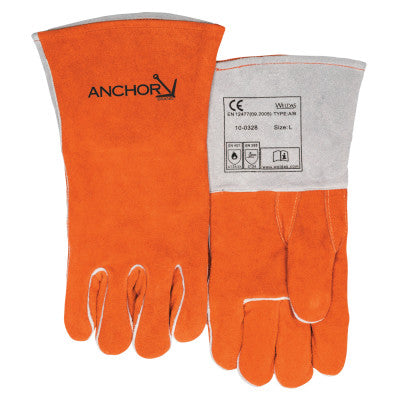 Premium Leather Welding Gloves, Split Cowhide, Large, Russet