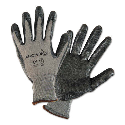 Nitrile Coated Gloves, Medium, Black/Gray, 0.667 in, Work