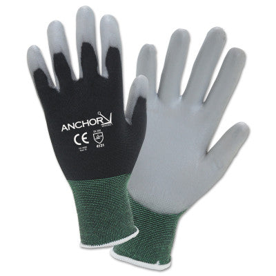 PU Palm Coated Gloves, X-Small, Black/Gray