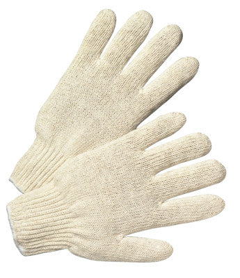 String-Knit Gloves, Large, Knit-Wrist, Heavy Weight, Natural White