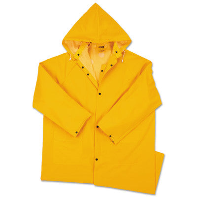 Polyester Raincoat, 0.35 mm PVC/Polyester, Yellow, 48 in, 5X-Large