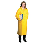 Polyester Raincoat, 0.35 mm PVC/Polyester, Yellow, 48 in, X-Large