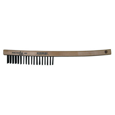 Hand Scratch Brushes, 4 X 18 Rows, Carbon Steel Bristles, Curved Wood Handle
