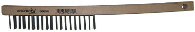 Hand Scratch Brushes, 3 X 19 Rows, Stainless Steel Wire, Curved Wood Handle