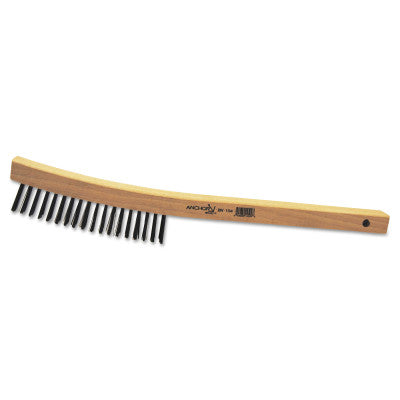 Hand Scratch Brushes, 4 x 16 Rows, Carbon Steel Wire, Shoe Wood Handle