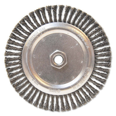 Narrow Face Stringer Bead Wheel Brushes, 7 x 3/16, 0.02 Carbon Steel, 5/8 - 11