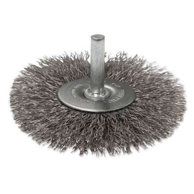 Crimped Wire Wheel Brushes, 3" D, 0.014" Stainless Steel Wire