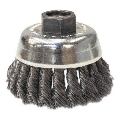 Knot-Style Cup Brushes, 2 3/4"Dia., 0.014 in Stainless Steel, 5/8 in - 11 Arbor