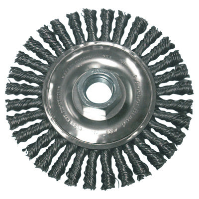 Stringer Bead Wheel Brush, 4 in D x 4 in W, 0.02 Carbon Steel Wire, Clamshell Pk