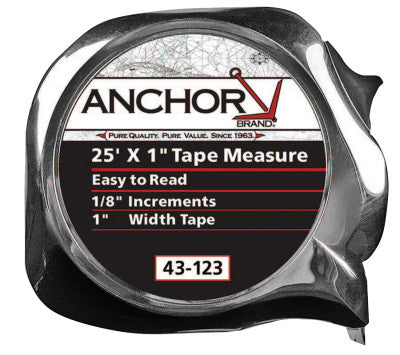Easy to Read Tape Measures, 1 in x 25 ft, Chrome