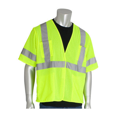 ANSI Type R Class 3 Value Four Pocket Mesh Vests, 6X-Large, Hi-Viz Yellow