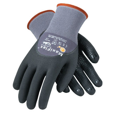 MaxiFlex Endurance Gloves, Medium, Black/Gray, Palm, Finger and Knuckle Coated