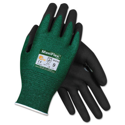 MaxiFlex Cut Cut-Resistant Gloves, Medium, Black/Green