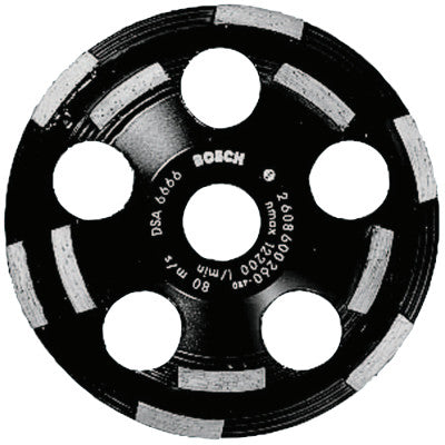 5" Double Row Segmented Diamond Cup Wheel for Concrete, 7/8" Arbor, 12,200 rpm