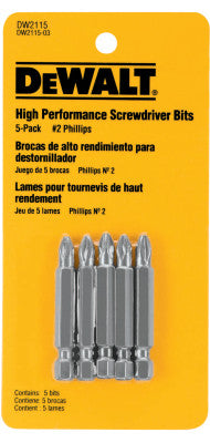 Screwdriver Bits, #2, 2 in, 5 per Pack