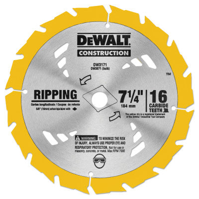 Portable Construction Saw Blades, 7 1/4 in, 16 Teeth