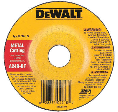 Type 27 Depressed Center Wheels, 4 in, 5/8 in Arbor, A24R Grit, 1/8 in Thick