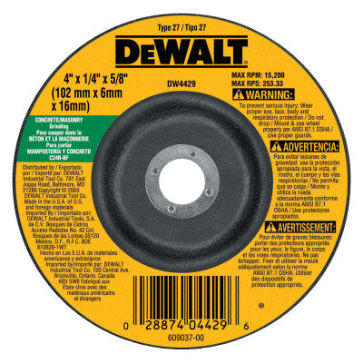 Type 27 Depressed Center Wheels, 4 in, 5/8 in Arbor, C24R Grit, Silicon Carbide