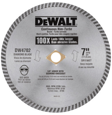 Continuous Rim Diamond Blades, 7 in