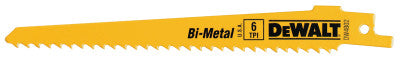 Bi-Metal Reciprocating Saw Blades, 6 in, 6 TPI, Taper Back, Wood, 5/PK