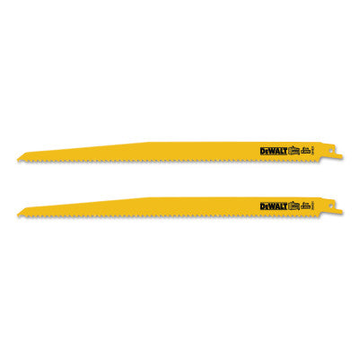 Bi-Metal Reciprocating Saw Blades, 12 in, 6 TPI, Taper Back, Wood, 2/PK
