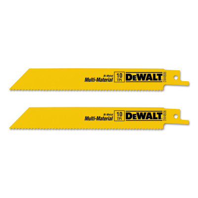 Bi-Metal Reciprocating Saw Blades, 6 in, 10 TPI, Straight Back, Wood, 2/PK