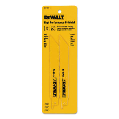 Metal Cutting Reciprocating Saw Blades, 6 in, 14 TPI, Straight Back, 2/PK