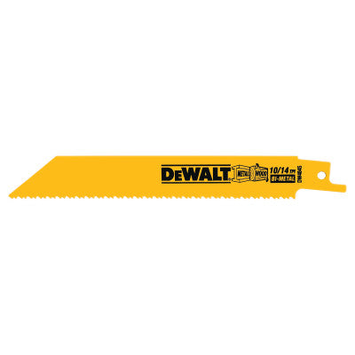Bi-Metal Recip Saw Blades, 6", 10/14 TPI, Straight Back, Multi-Material, 5/PK