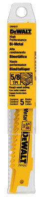 Bi-Metal Reciprocating Saw Blades, 6 in, 5/8 TPI, Taper Back, Wood, 5/PK