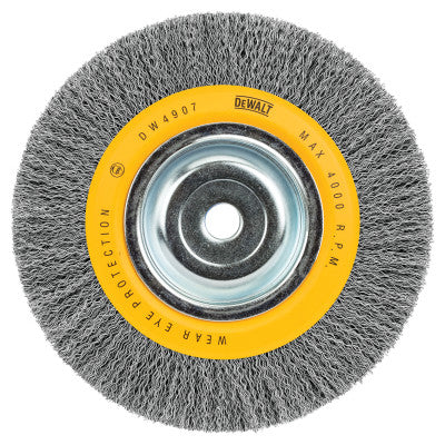 Bench Grinder Brushes, 8 in Dia., 1 in, 0.014 in, Carbon, 4,000 rpm