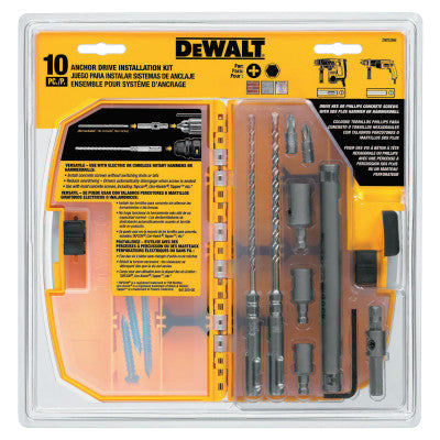 10 Piece SDS Plus Hex Bit Kit, 5/32 in & 3/16 in, Carbide Tipped