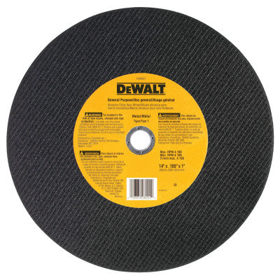 Type 1 - Cutting Wheels, 14 in, 1 in Arbor, A24R, 4,400 rpm, General Purpose