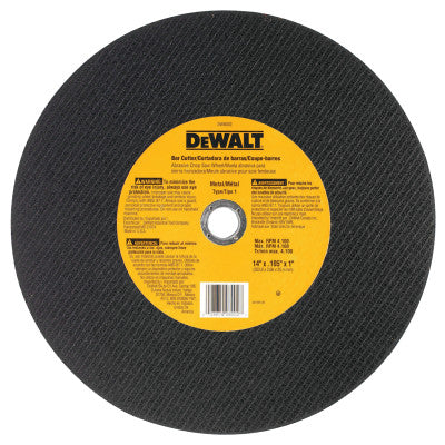 Type 1 - Cutting Wheels, 14 in, 1 in Arbor, A24R, 4,400 rpm, Bar Cutter