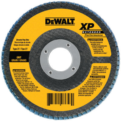 High Performance Type 27 Flap Discs, 4 1/2 in, 80 Grit, 5/8 Arbor, 13,300 rpm